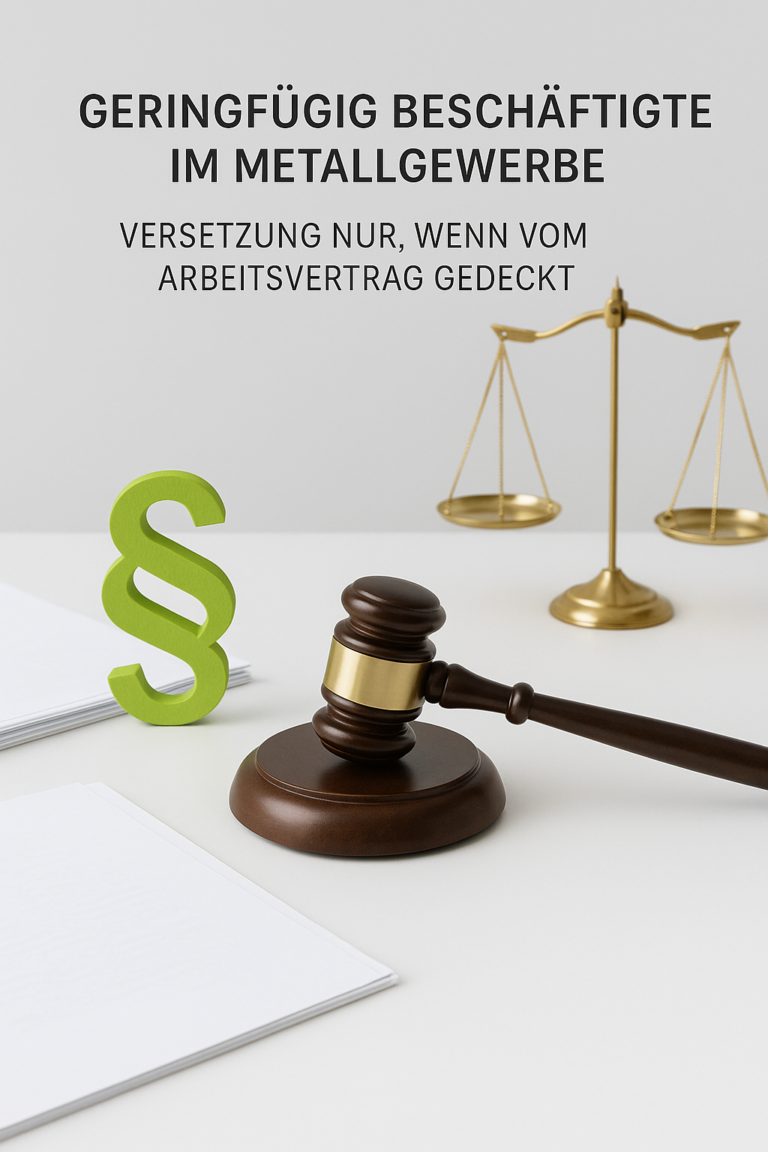Versetzung geringfügig Beschäftigter im Metallgewerbe: Was gilt?
