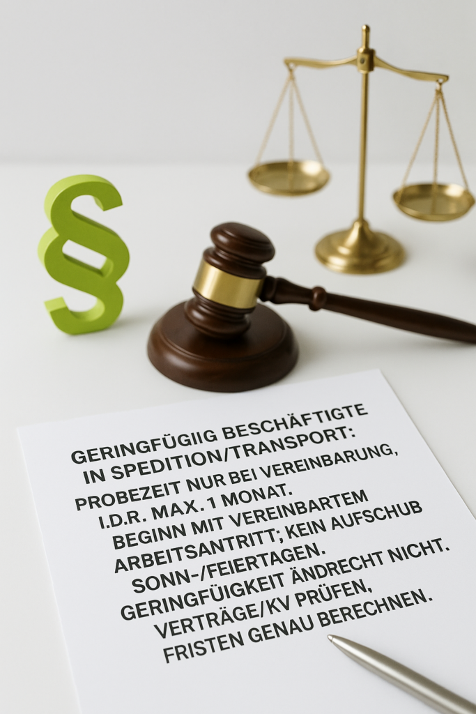 Probemonat für Geringfügig Beschäftigte in Spedition & Transport